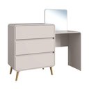 Ver imagem 2 de Cômoda Quarto 3 Gavetas 134,8cm X 121cm Penteadeira Embutida com Espelho Cor:bege Dunas