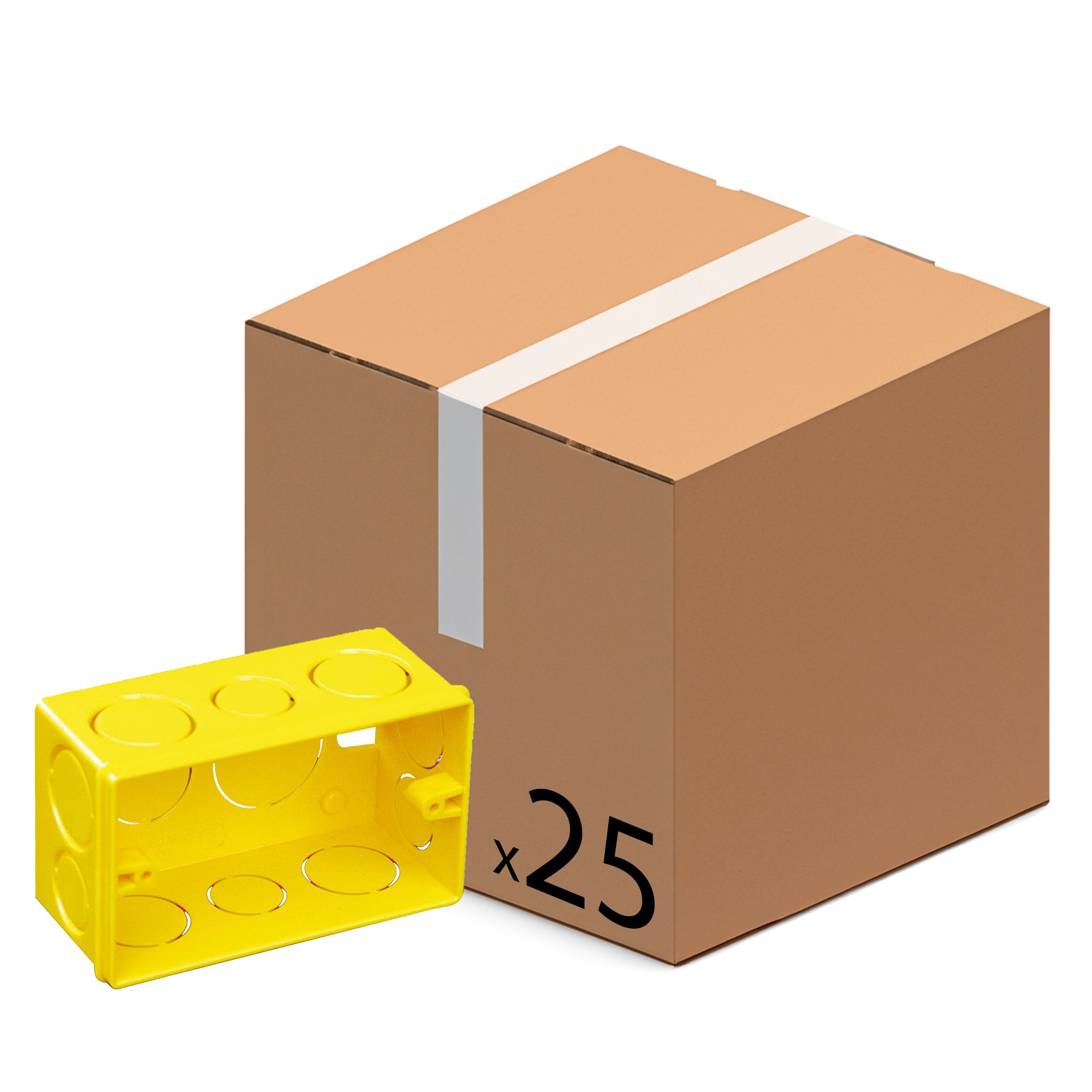 Kit C/ 25 Caixa de Luz 4x2 Embutir Amarela - 1