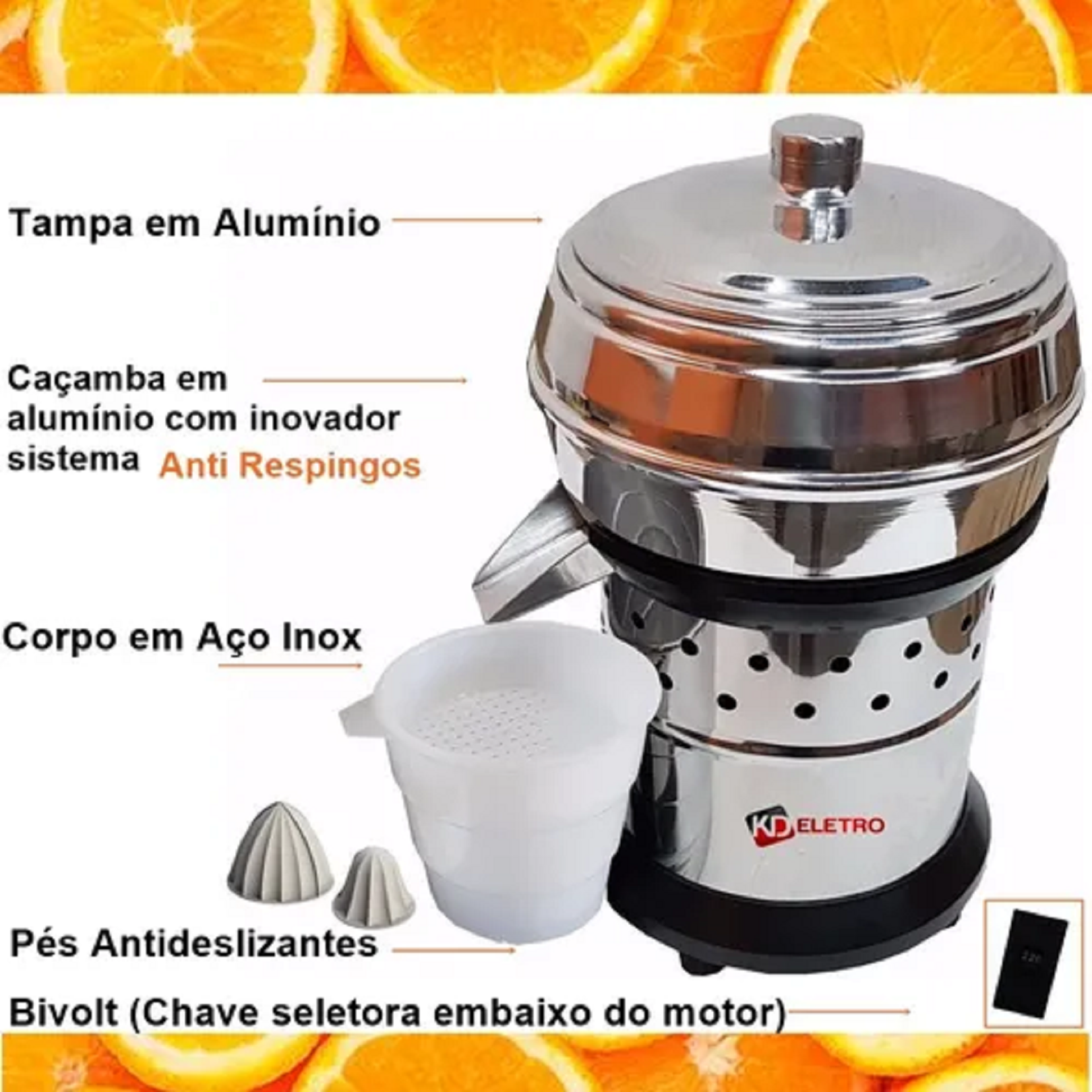 Espremedor Industrial Extrator Laranja Limão em Inox CR - 1842 - 2