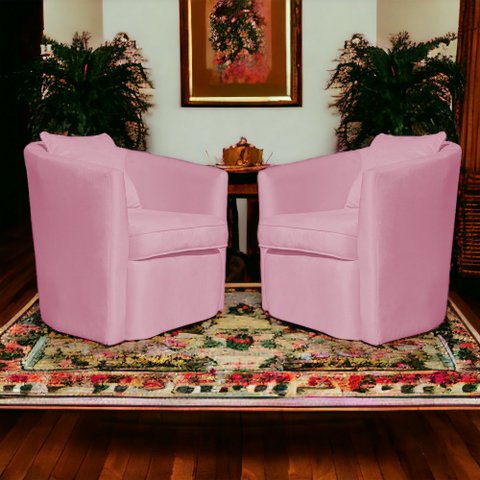 Kit 2 Poltronas Decorativa Alana Veludo Rosa Chiclete - Londrilar