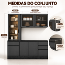 Ver imagem 3 de Cozinha Modulada Etna Paneleiro Cristaleira LED Aéreo Vidro Balcão 120cm com Tampo Poliman