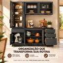 Ver imagem 5 de Cozinha Modulada Etna Paneleiro Cristaleira LED Aéreo Vidro Balcão 120cm com Tampo Poliman