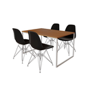 Ver imagem 2 de Mesa Industrial Base Ferro Branco Tampo 137x90 Canela 4 Cadeiras Eames Ferro Branco Assento Preto