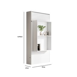 Cama Solteiro Articulada de Parede Multifuncional Prateleira e Cama:branco - 5
