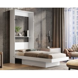 Cama Solteiro Articulada de Parede Multifuncional Prateleira e Cama:branco - 1
