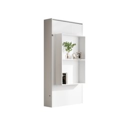 Cama Solteiro Articulada de Parede Multifuncional Prateleira e Cama:branco - 4