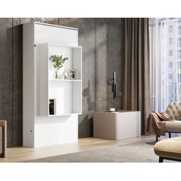 Cama Solteiro Articulada de Parede Multifuncional Prateleira e Cama:branco - 2