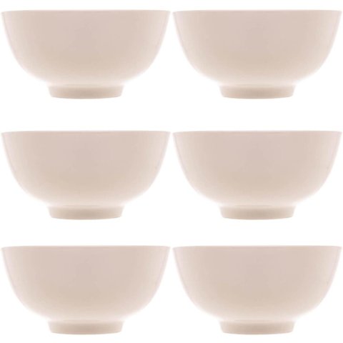 6 Bowls de Porcelana Lyor 330ml Sobremesa Fruta Petisco Tigelas Brancas 12,5x6,5cm Clean