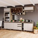 Ver imagem 1 de Cozinha Completa Modulada com Vidro 7 Peças 12 Portas 100% MDF Aurora Espresso Móveis Cinza/Duna/Cristal