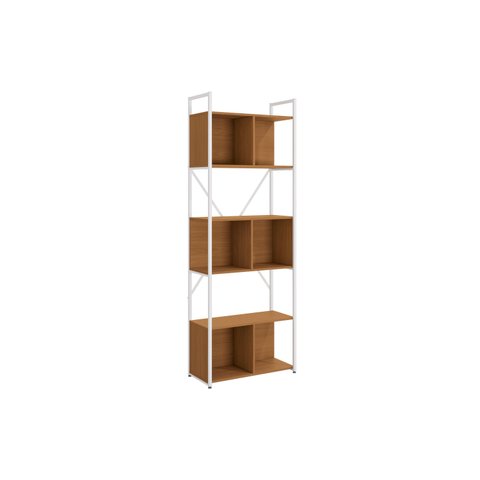 Estante Alta para Livros Estilo Industrial Kappesberg LI014 Cor Canela Branco