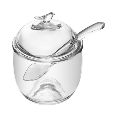 Açucareiro de Vidro C/colher Bird Transparente 150g Wolff