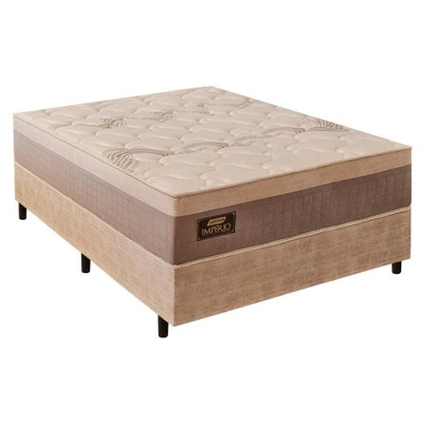 Cama Box Casal com Colchão Molas (138x188x72) Império Gazin Cr35391 Areia/bege
