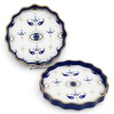Ver imagem 1 de Par de Bandeja Decorativa em Cristal com Estampa de Olho Grego Azul D: 39cm e D: 33cm