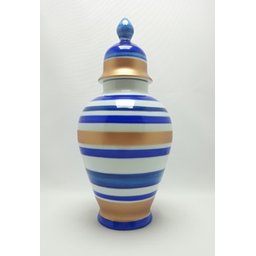 Potiche Decorativo azul e bronze - 1