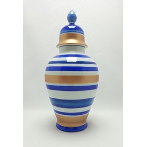 Potiche Decorativo azul e bronze