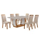 Ver imagem 1 de Mesa de Jantar Milena 180cm Tampo MDF Vidro Canto Copo com 6 Cadeiras Lorena Moderna Mobília