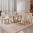 Ver imagem 7 de Mesa de Jantar Milena 180cm Tampo MDF Vidro Canto Copo com 6 Cadeiras Lorena Moderna Mobília