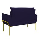 Ver imagem 2 de Kit 2 Poltronas + Namoradeira Pé Metal Dourado Recepção Sala Cor:azul Marinho