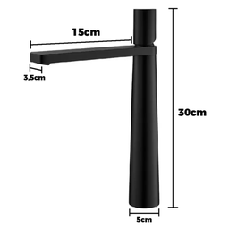 Torneira Slim Alta Monocomando P Cuba Lavatório Banheiro Lavabo Pia Preto Fosco Black Luxo Metal - 5