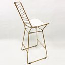Ver imagem 3 de Banqueta Alta para Cozinha Bertoia Retrô cor Dourado fosco assento branco - Poltronas do Sul