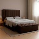 Ver imagem 2 de Cabeceira e Recamier Bau Queen 160 Cm Dalia Suede Marrom Artte