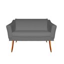 Ver imagem 1 de Namoradeira Decorativa Agatha Suede Cinza 2 Lugares Pés Madeira Ms Decor