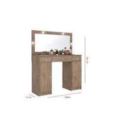 Penteadeira Camarim com Espelho e Banqueta 3 Gavetas e 2 Portas Carisma Espresso Móveis - 3