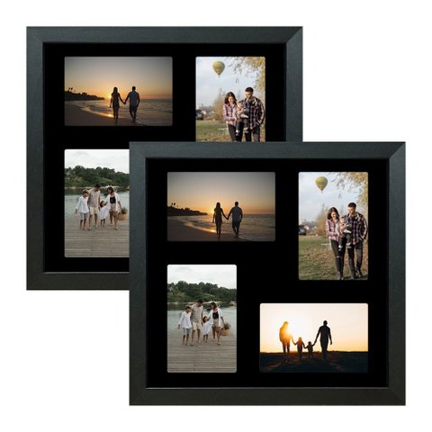 Kit 2 Quadros Porta Retrato Foto 10x15 Paspatur Preto 30x30