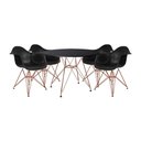 Ver imagem 1 de Mesa de Jantar Redonda Preta 110cm com 4 Poltronas Pretas Ferro Cobre Preto