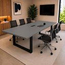 Ver imagem 1 de Mesa Reunião Escritório 200x90cm com Caixa de Tomadas Pés Metal Industrial Executive