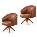Ver imagem 2 de Kit 2 Poltronas Giratórias Corino Base Madeira Maciça Juliana