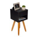 Ver imagem 1 de Mesa De Cabeceira Retro 40cm Preto Pé Palito CASTANHO ENVIO MONTADA