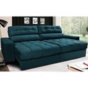 Ver imagem 1 de Sofá Retrátil e Reclinável com Molas Ensacadas Cama Inbox Master 2,12m Tecido Velusoft Petróleo