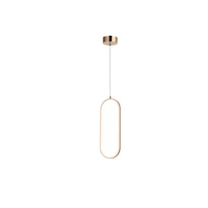 Pendente Oval Dourado 40cm Led 15w 3000k Bivolt Paris Luz