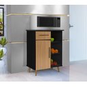 Ver imagem 1 de Balcão Cristal para Cozinha – Fruteira com Gaveta, Porta e Suporte para Micro-ondas Preto Ripado