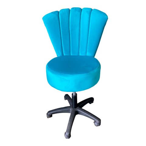 Cadeira Mocho Pétala Veludo Azul Turquesa - In9 Decor