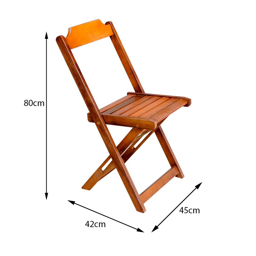 Kit 8 Jogos de Mesa Dobrável com 2 Cadeiras de Madeira 70x70 - Mel