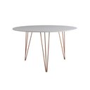 Ver imagem 5 de Mesa Jantar Redonda 110cm Branca Clips 3 Pés com 5 Cadeiras Eames Eiffel Brancas Base Cobre