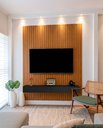 Ver imagem 1 de Rack Suspenso com Painel Ripado Moderno e Elegante 2 Gavetas:Preto
