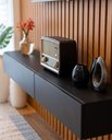 Ver imagem 3 de Rack Suspenso com Painel Ripado Moderno e Elegante 2 Gavetas:Preto