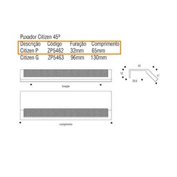 Puxador Moveis Citizen 45 Graus P Niquel Velho Zen 32/65mm - 3