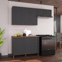 Ver imagem 3 de Armário de Cozinha Modulada Compacta Fidelitá Nara 100% MDF 3 Peças 200cm 8 Portas 2 Gavetas com