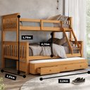 Ver imagem 2 de Beliche Casal Madeira Maciça Reforçada + Cama Aux Solteiro Gav:Mel