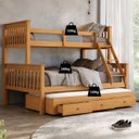 Ver imagem 3 de Beliche Casal Madeira Maciça Reforçada + Cama Aux Solteiro Gav:Mel