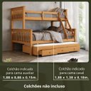 Ver imagem 4 de Beliche Casal Madeira Maciça Reforçada + Cama Aux Solteiro Gav:Mel
