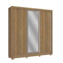 Ver imagem 1 de Guarda Roupa Casal 3 Portas de Correr com 2 Gavetas Espelho e Pés 223cm Cb07m570 Kappesberg