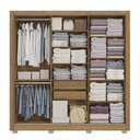 Ver imagem 4 de Guarda Roupa Casal 3 Portas de Correr com 2 Gavetas Espelho e Pés 223cm Cb07m570 Kappesberg
