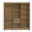 Ver imagem 5 de Guarda Roupa Casal 3 Portas de Correr com 2 Gavetas Espelho e Pés 223cm Cb07m570 Kappesberg