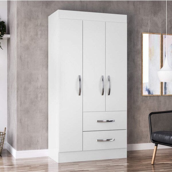 Guarda-Roupa Solteiro Flex 3 Portas 2 Gavetas Jaspe Colibri