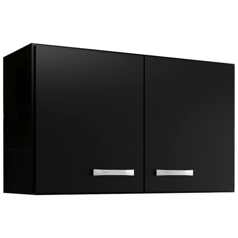 Armário Aéreo 2 Portas 80cm Evidencia Cor Preto